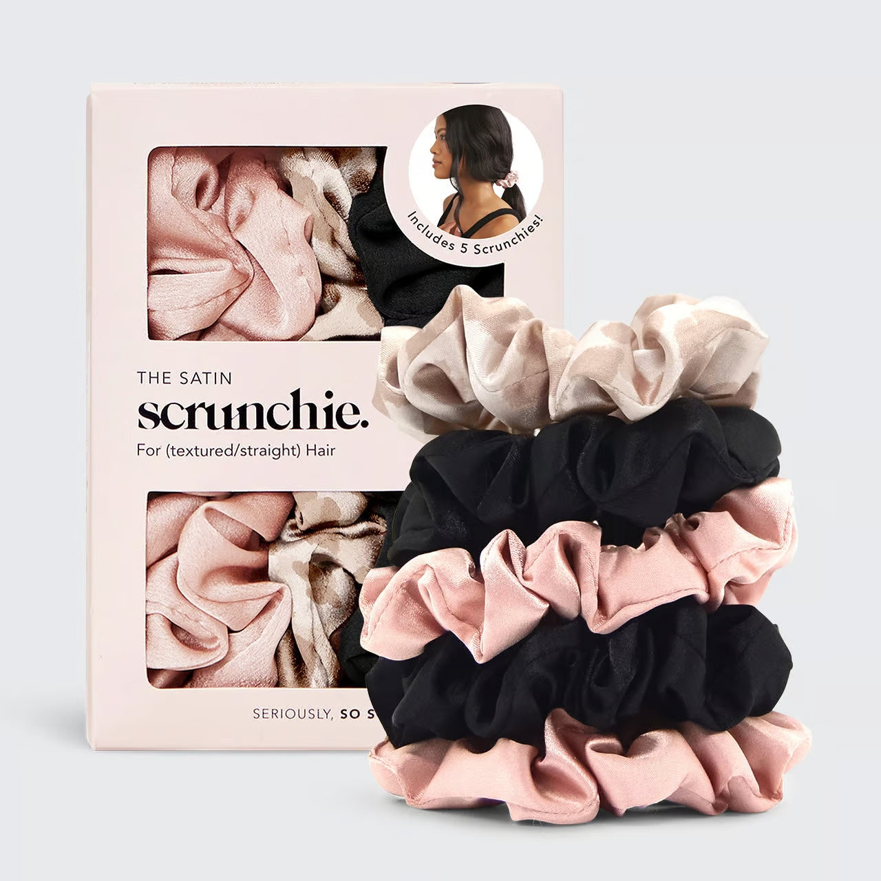 Kitsch Satin Scrunchies 5pc - Assorted