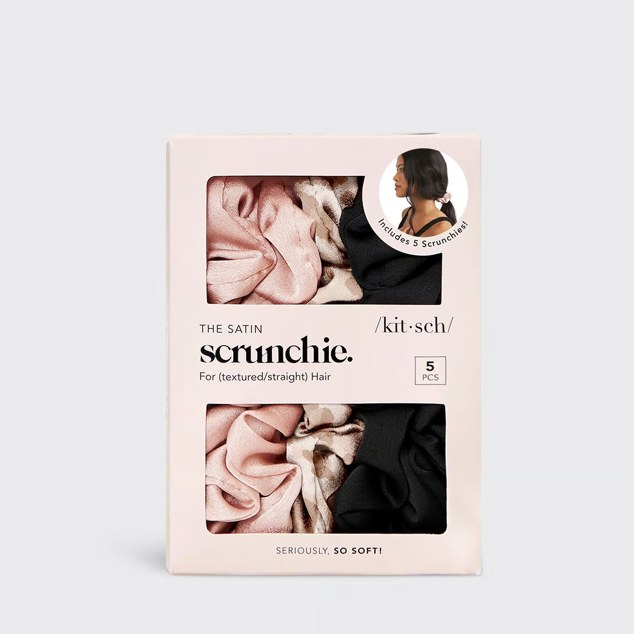 Kitsch Satin Scrunchies 5pc - Assorted