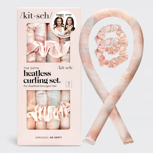 Kit de boucles sans chaleur en satin Kitsch - Teinture tie-dye au coucher du soleil