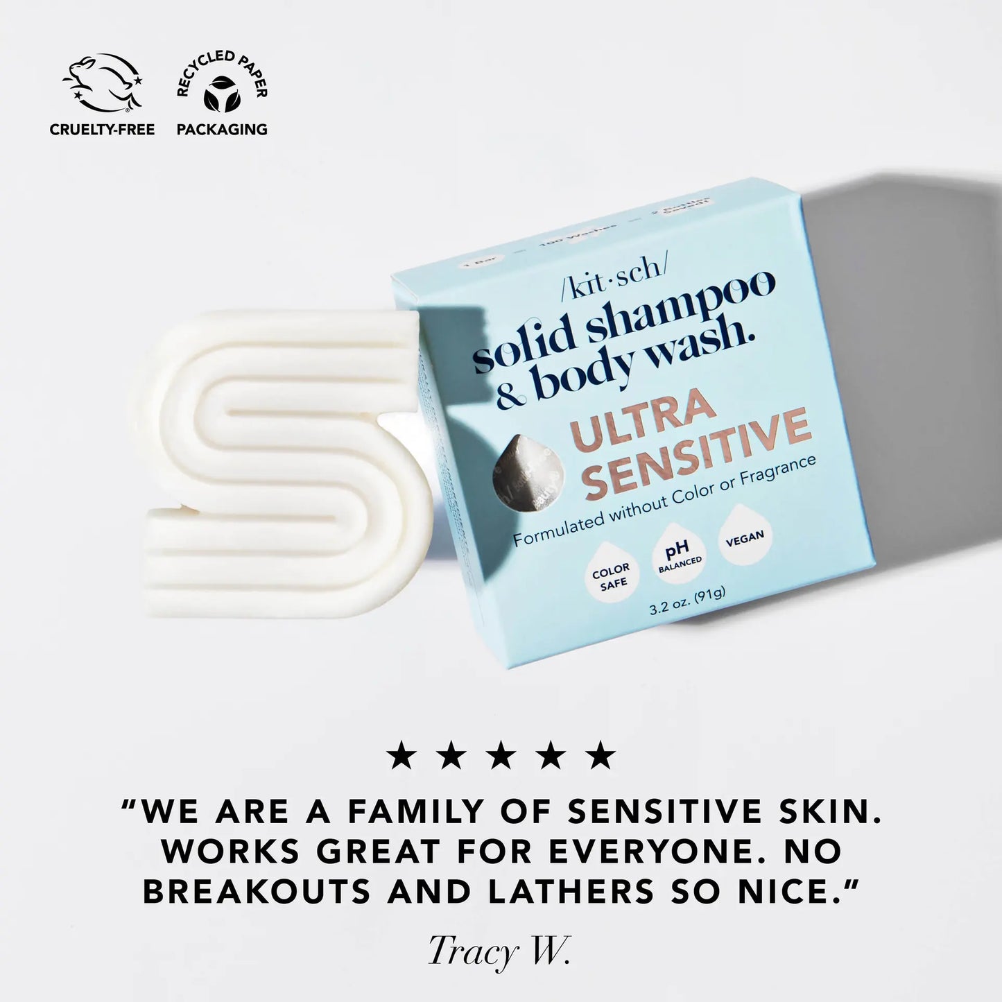 Kitsch Ultra Sensitive Shampoo & Body Wash Bar Fragrance-Free