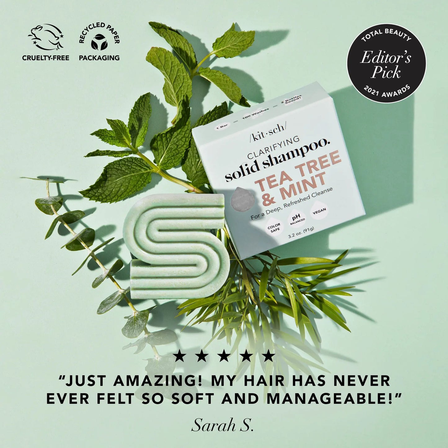 Kitsch Tea Tree + Mint Clarifying Shampoo Bar